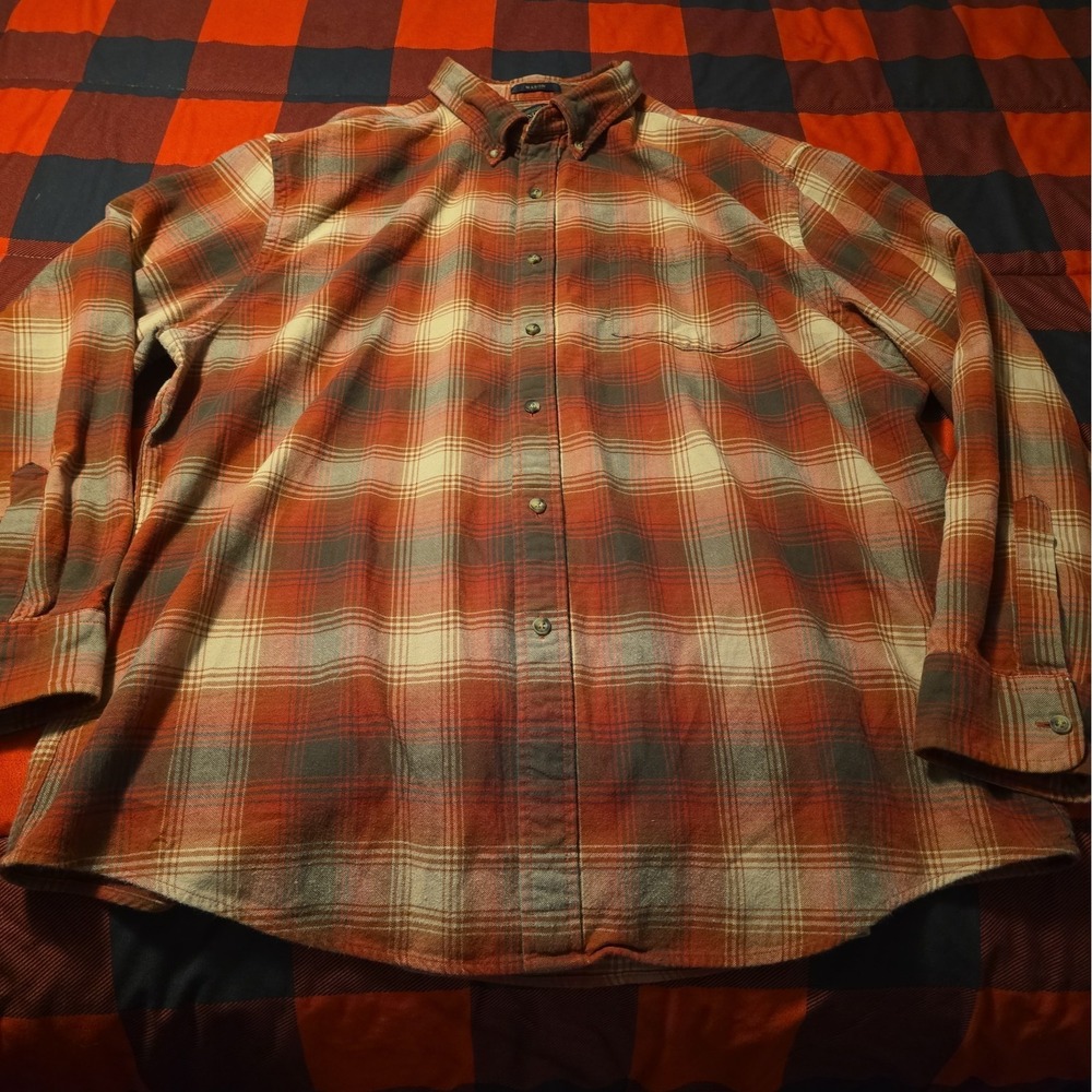 Pendleton Mason Flannel Shirt Men XXL Red & Cream Plaid Button Down 100% Cotton